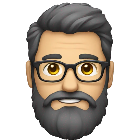 Homme gros avec lunette chauve et barbe emoji