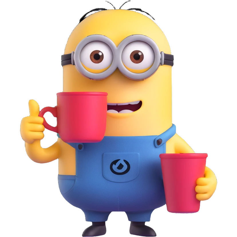 minion holding a red cup in its right hand emoji