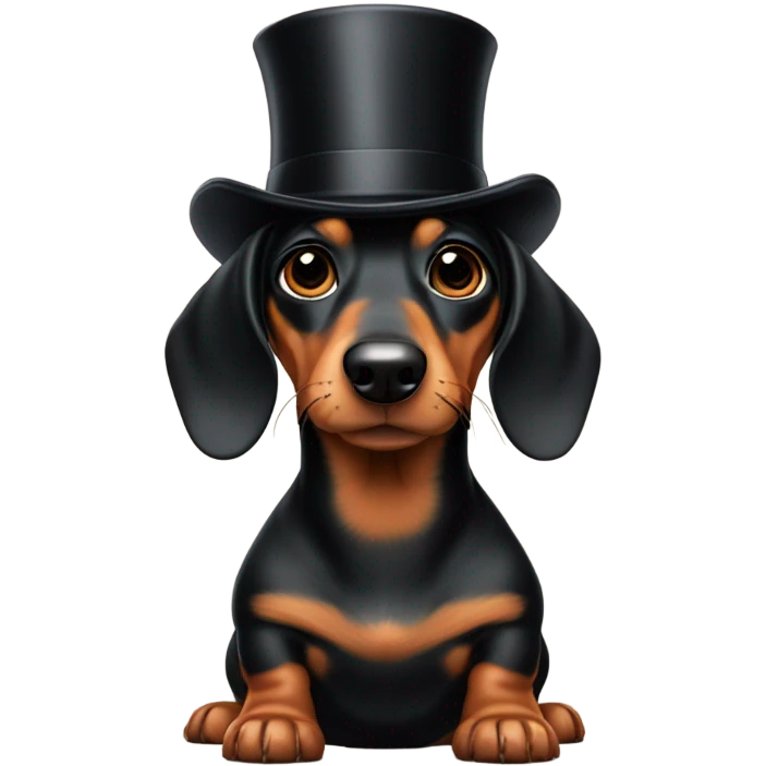 Weiner dog with a top hat emoji