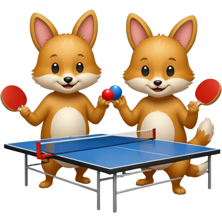 deux animaux qui jouent au ping pong emoji