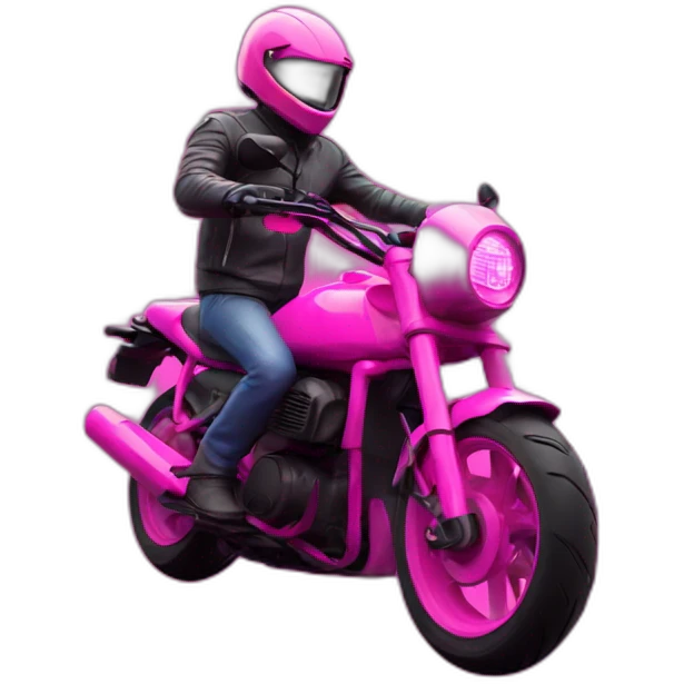 Homme sur moto rose fluo emoji