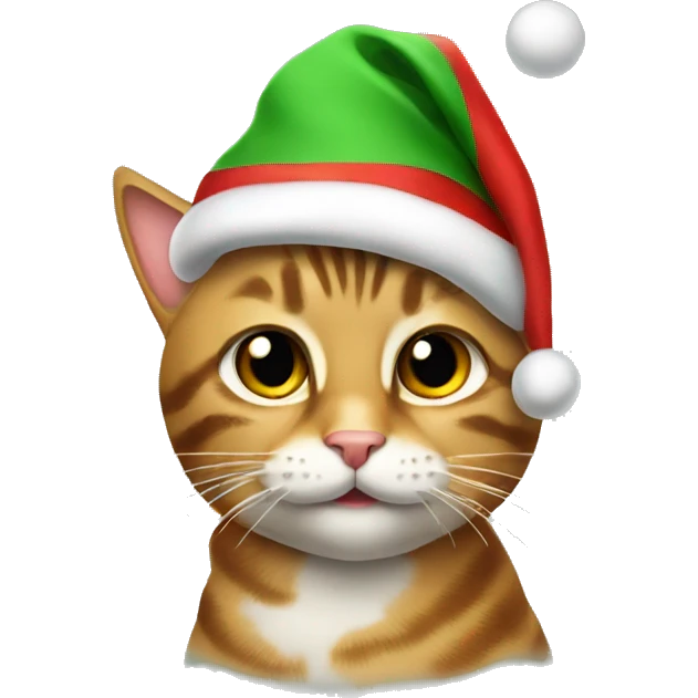 tabby cat wearing christmas hat  emoji