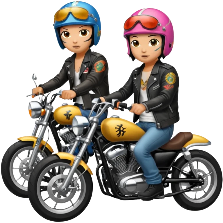 Japanese biker gang members riding motorcycles emoji