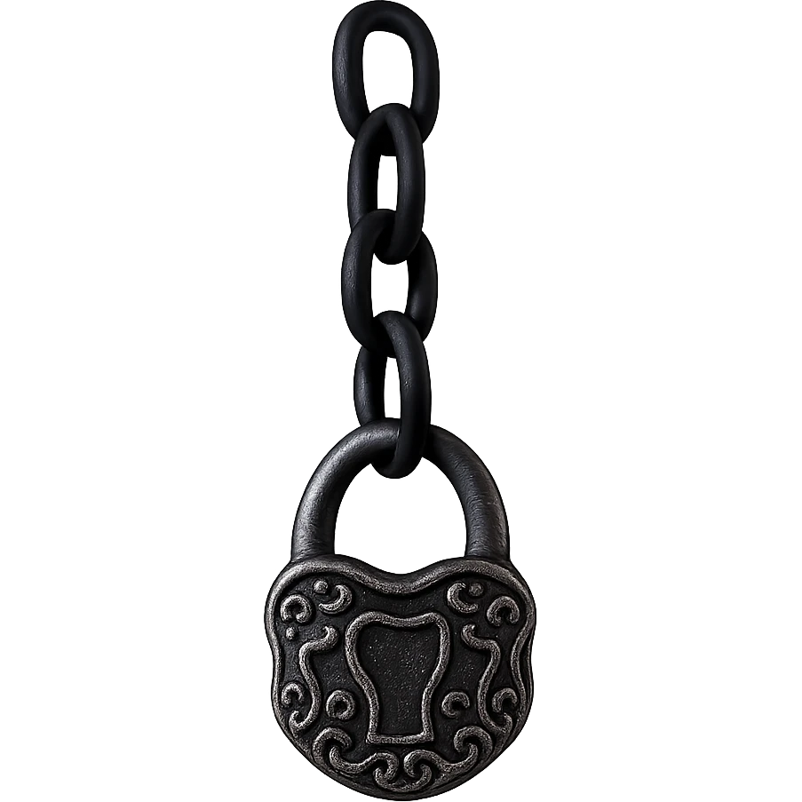 Isolate and keep only the realistic goth earring with black chain and padlock, remove the background entirely. emoji