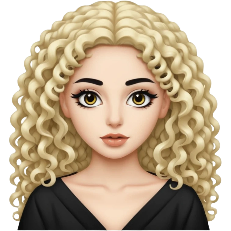 Pale Saudi beauty, pretty baddie, black eyeliner, curly long hair emoji