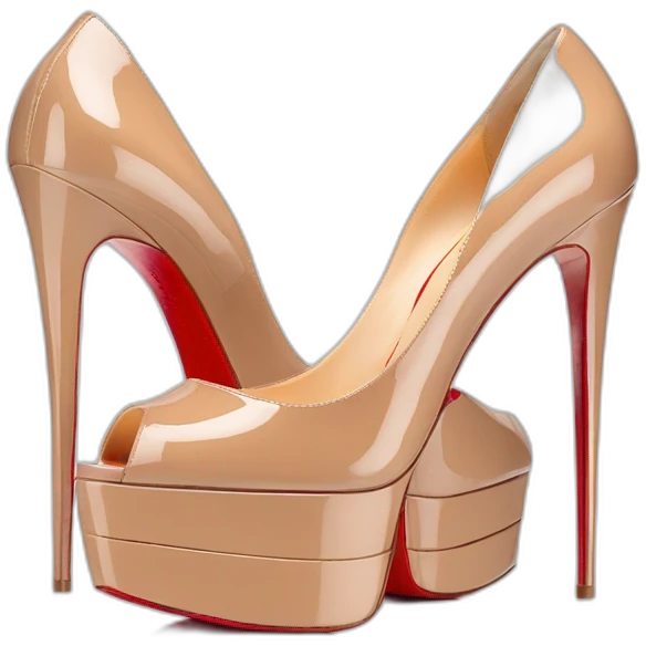 Louboutin nude patent Leather Lady Peep Toe Platform emoji