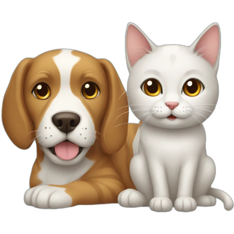 cat friends with dog emoji