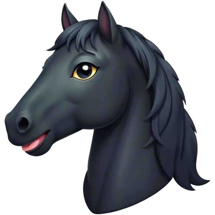 Cinematic Cute Yawning Black Horse Portrait Emoji, Head tilted slightly with a dramatic, wide-open yawn, revealing a soft, sleek black fur with a subtle shimmer, floppy ears slightly drooping, round dark eyes barely open in drowsy contentment, Simplified yet irresistibly adorable features, highly detailed, glowing with a soft, cozy glow, high shine, relaxed yet expressive, stylized with a touch of whimsy, bright and endearing, soft glowing outline, capturing the essence of a sleepy yet affectionate horse, so drowsy it feels like it could stretch out of the screen and curl up for a nap! emoji