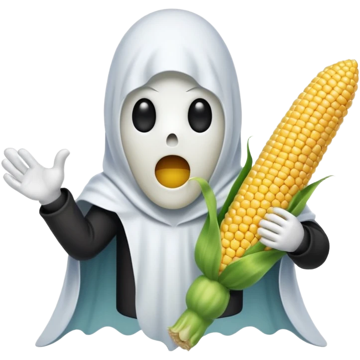Corn on cob wearing ghost costume  emoji