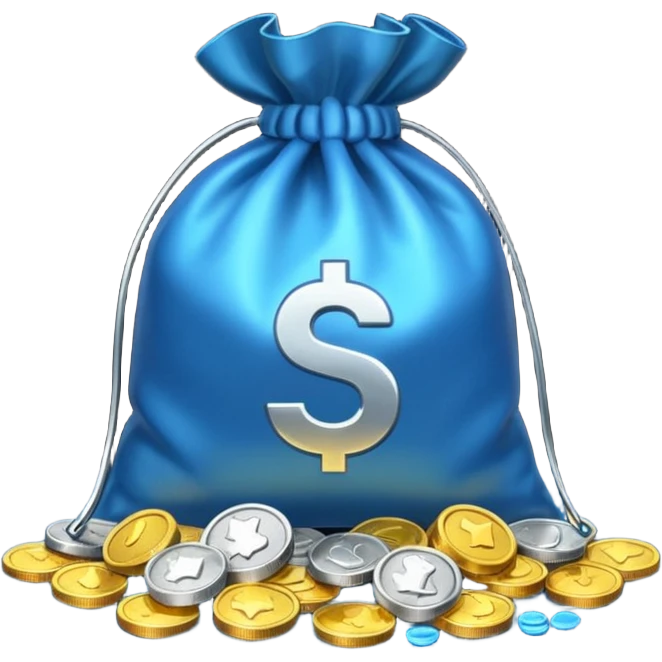 bag of blue coins emoji