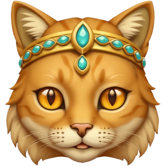 ancient cat with gold jewerly on head, half body emoji