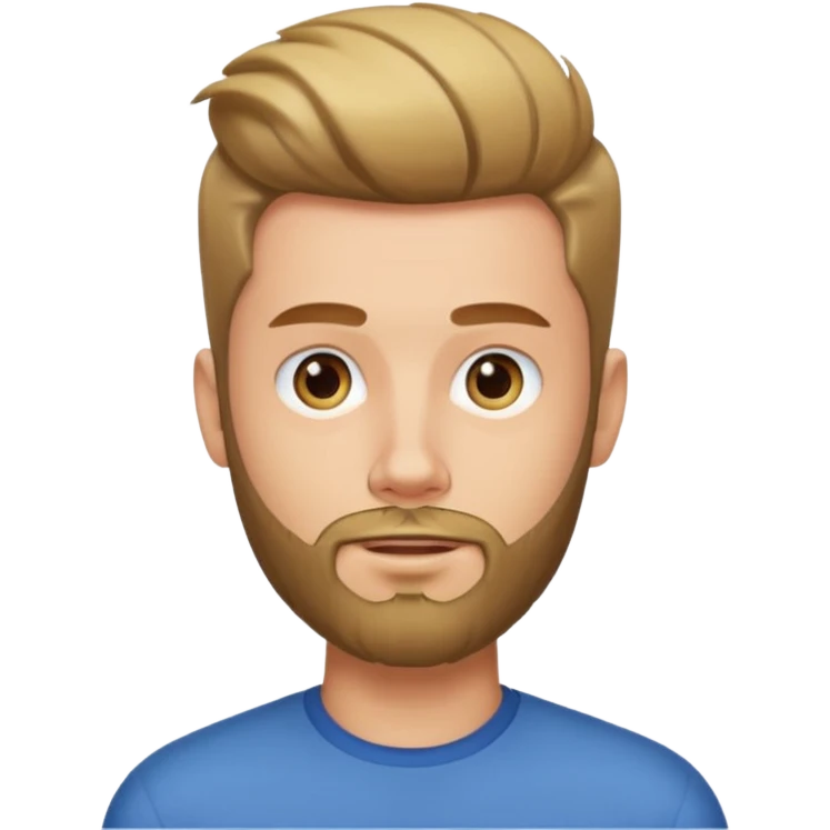 Chico joven con barba cara alargada y tupé emoji