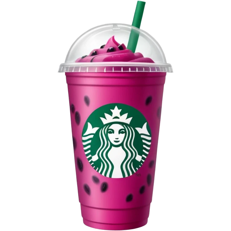 Starbucks dark pink dragonfruit refresher. lid. starbucks logo. emoji