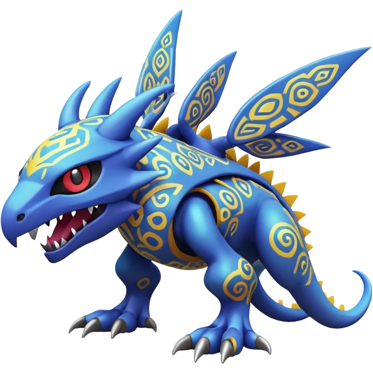 A 3D CGI model of a randomly-colored cool badass Fakémon-Pokémon-Digimon-Spectrobe-creature (full body) emoji