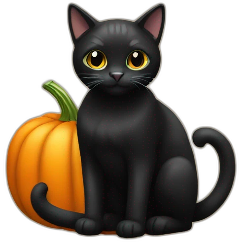 Black cat sitting on a pumpkin emoji