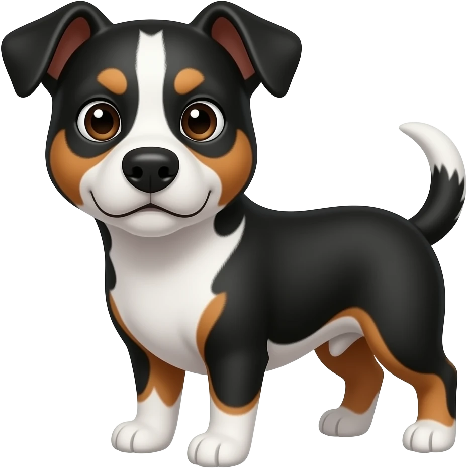 Cara Perro bodeguero ratonero negro y blanco con cejas marrones que es como si tuviera 4 ojos emoji