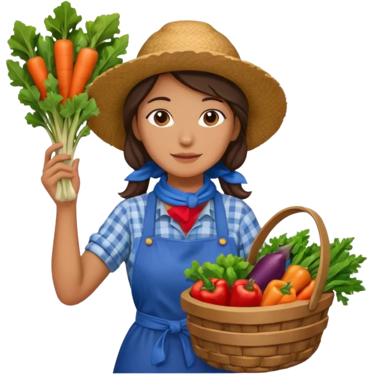 Farmer woman – Apron, scarf, basket of vegetables


 emoji