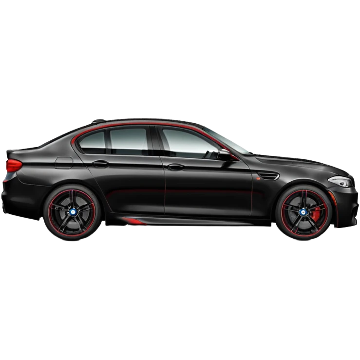 black BMW F10 M5, cartoonish, side view, inspired by the red car iOS emoji emoji