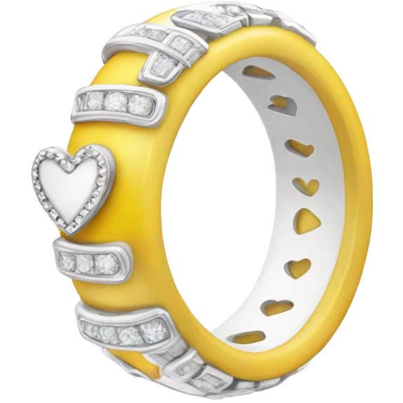 Ring with white and yellow heart emoji