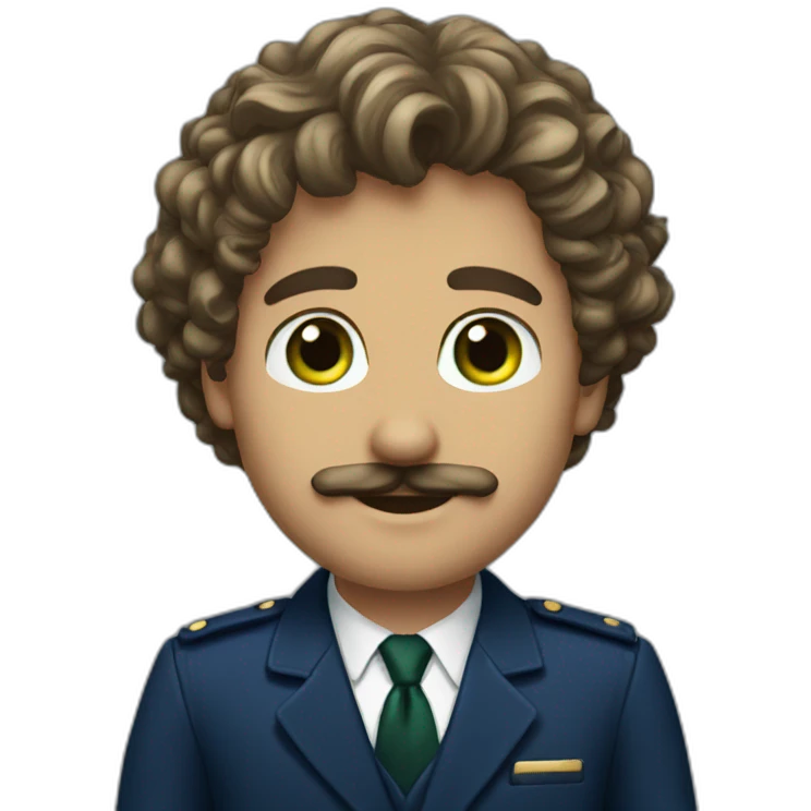 man-young-long-curly-hair-italian-green-eyes-mustache-navy-blue-suit emoji