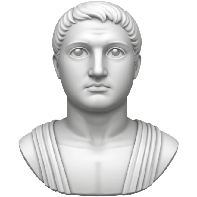 white classical roman bust, white stone, no other colours than white emoji