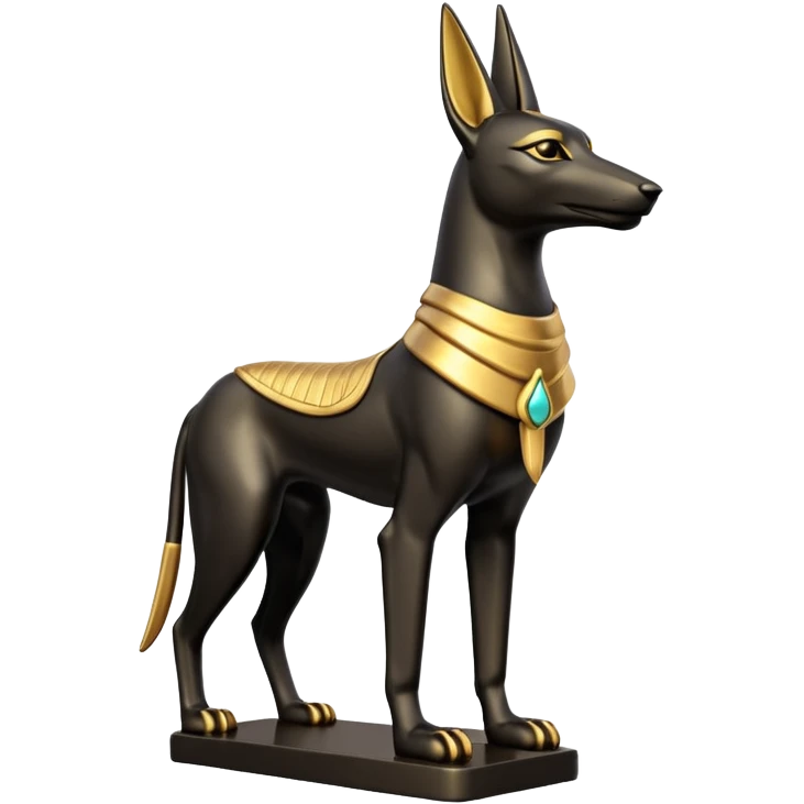 Ancient style statue casually adorned anubis canine formally posed  emoji