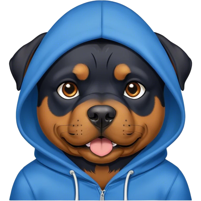 Rottweiler con sudadera azul emoji
