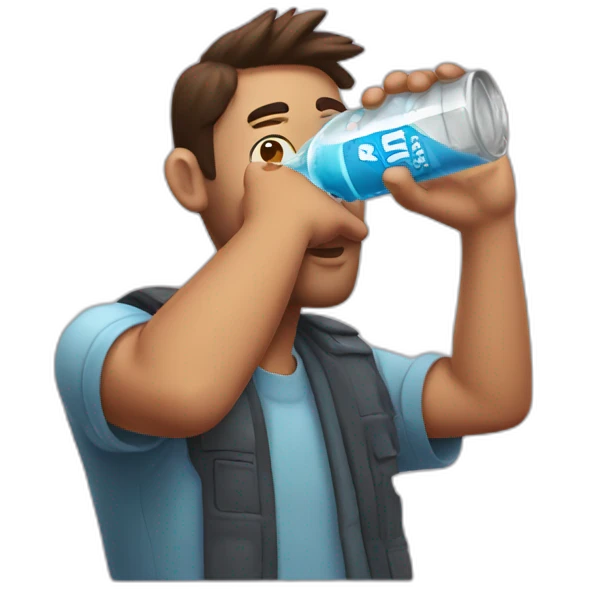Cartoon Dan drinking seltzer  emoji