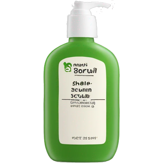 bottle of scalp scrub with label emoji