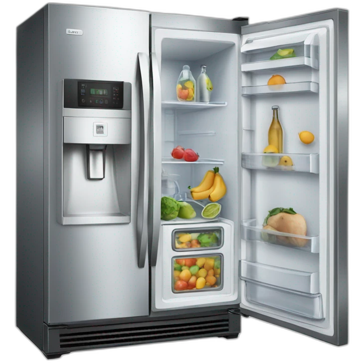 un frigo et une caméra à l'intérieur emoji