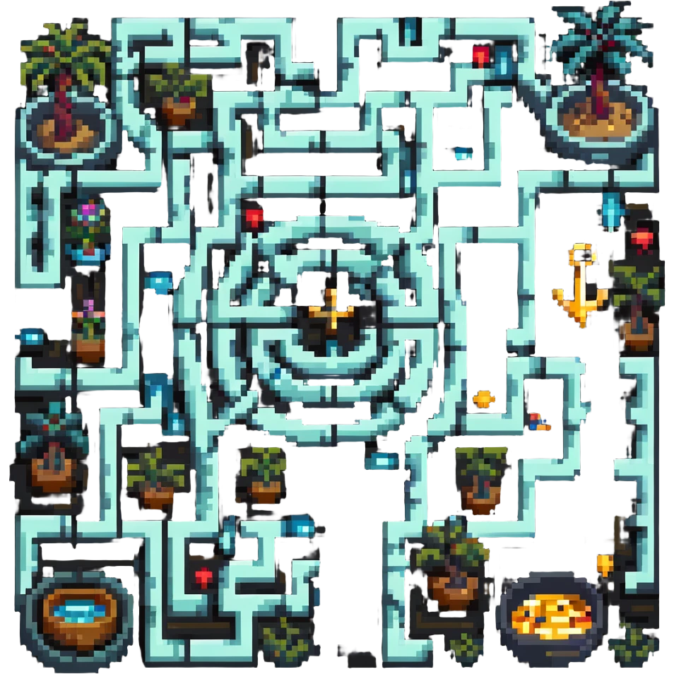 complex maze with treasures emoji