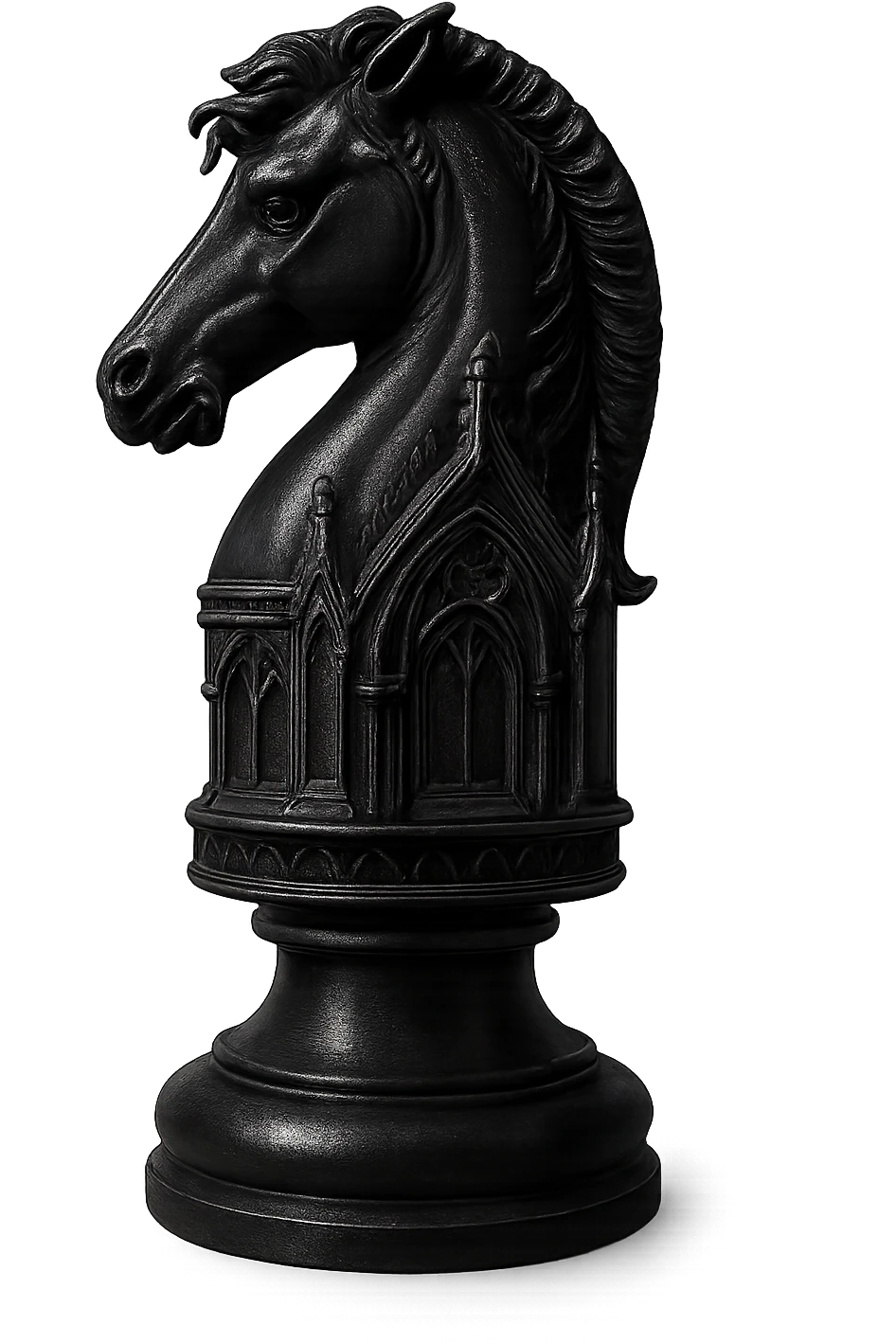 goth black chess knight, no background emoji