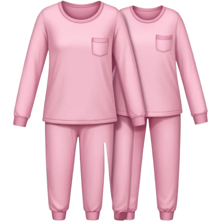  pink ozy two-piece pajama set with a soft fabric texture, long-sleeve top and pants, cute and comfy design, folded or on a hanger, pastel tones, realistic style, isolated on transp emoji