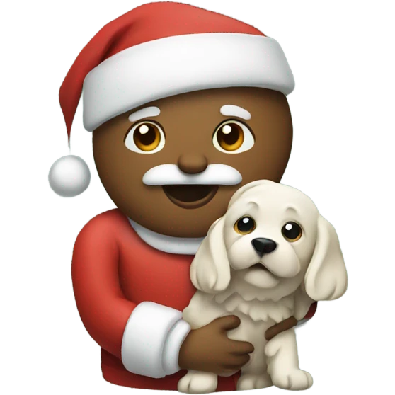 Santa holding a dog  emoji