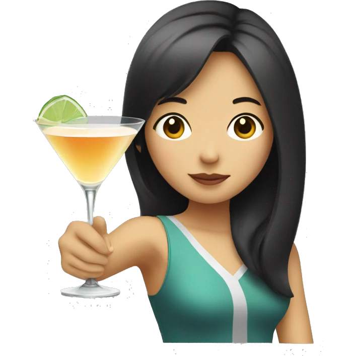 Asian girl drinking martini emoji
