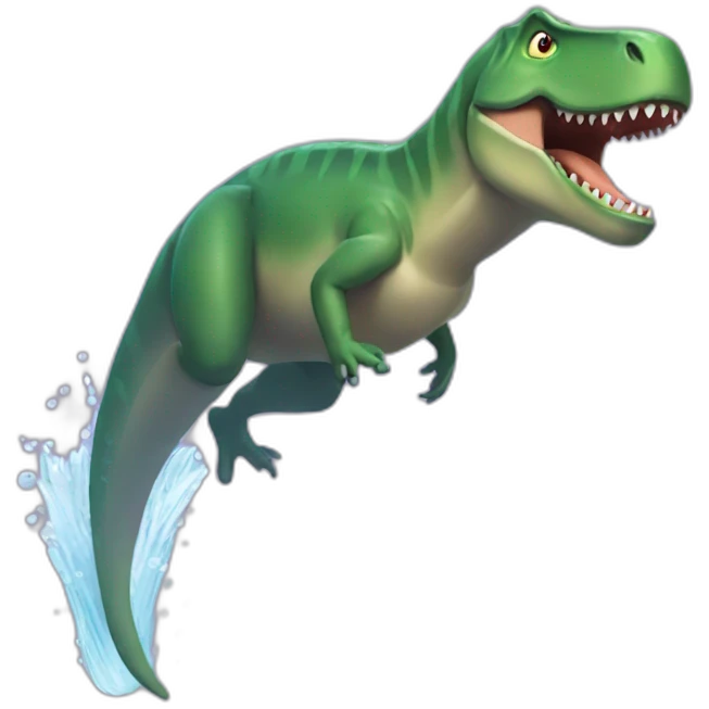 a vertically swimming trex emoji