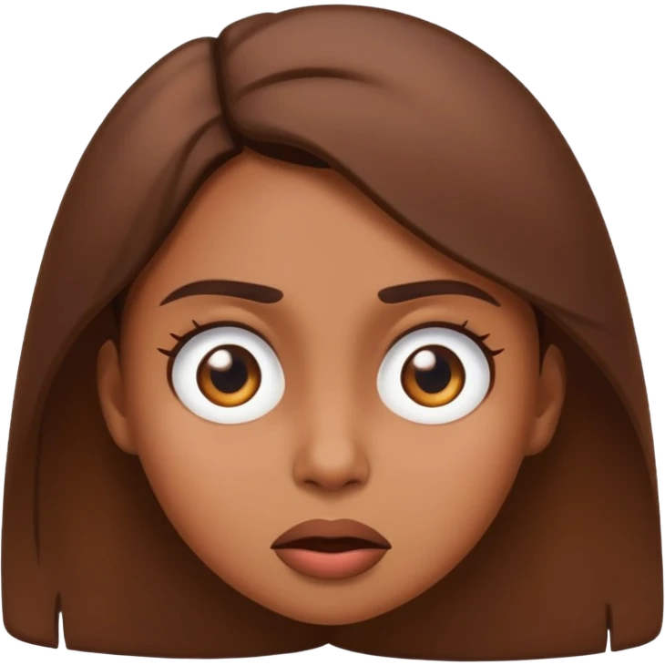 brown-skinned girl emoji, rolling eyes, annoyed or unimpressed, expressive cartoon face, simple and clear style emoji