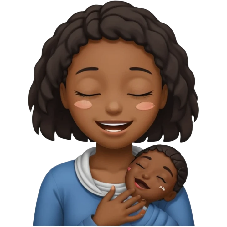 Black girl smiling eyes closed while choking herself  emoji
