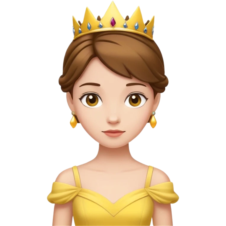 minimal simple princess with yellow dress and brown hair emoji