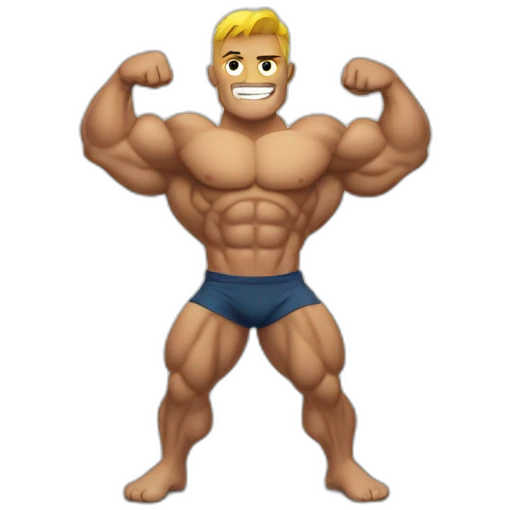 Shredded muscular manly man flexing biceps emoji