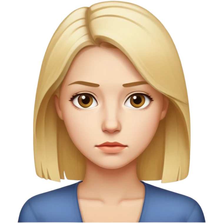 "- Nữ
- 25 tuổi
- Da trắng
- Tóc vàng ngang vai
- Mặt nghiêm túc
" emoji