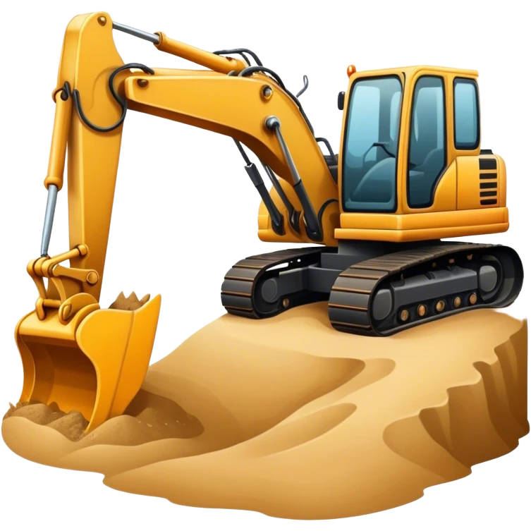 Excavator digging in the sand  emoji