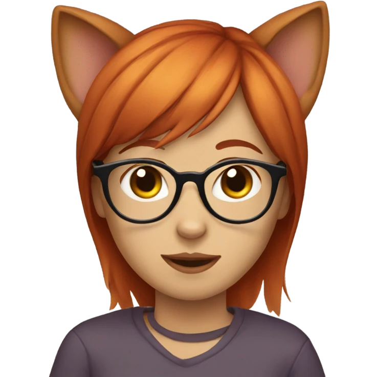 girl with glasses red hair dog faace and cat ears emoji