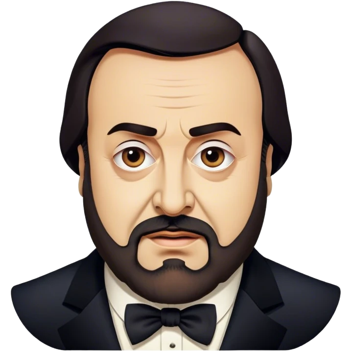 Cinematic Realistic Luciano Pavarotti Portrait Emoji, depicted as a charismatic operatic tenor with expressive eyes and commanding stage presence, rendered with rich elegant textures and warm theatrical lighting that captures his timeless vocal brilliance. emoji