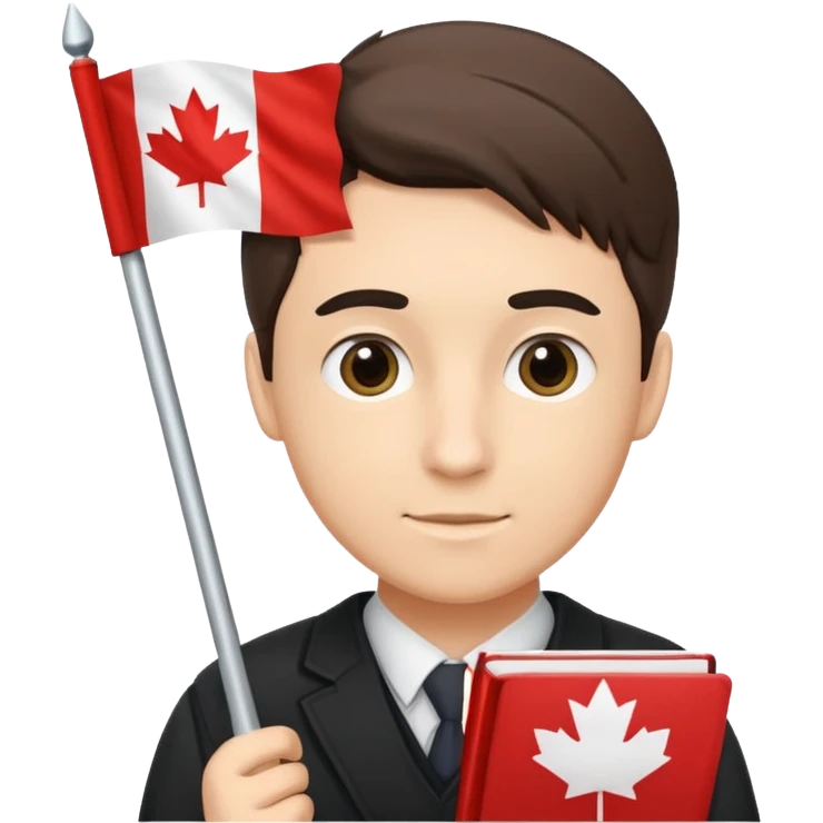 A man studying with a flag of Canada in the background emoji