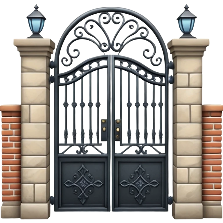 house entrance with iron gate and fence emoji