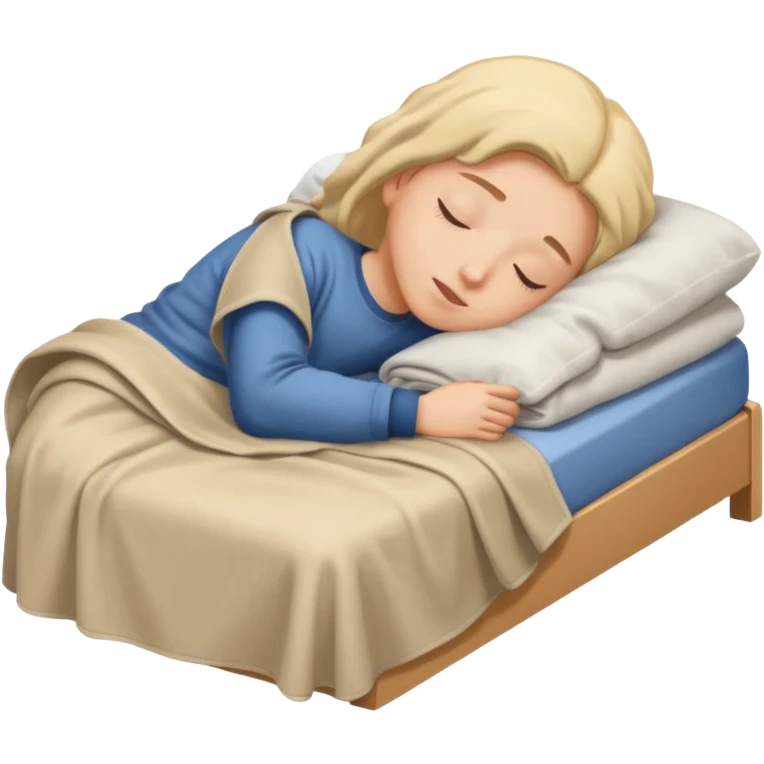 middle school student sleeping under a blanket, bed visible, calm and restful emoji