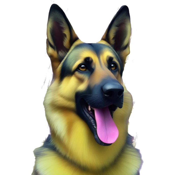 .Zombie_ Vaporwave black holographic oilslick zombie yellow German shepherd dog yellow caution tape graffiti stripes iridescent blue purple yellow stripes emoji