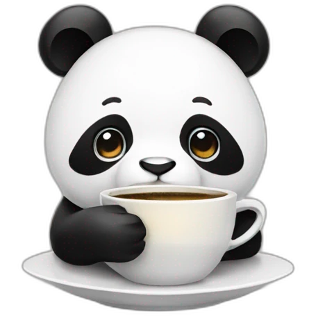 panda wearing a headset with a cup of coffee emoji