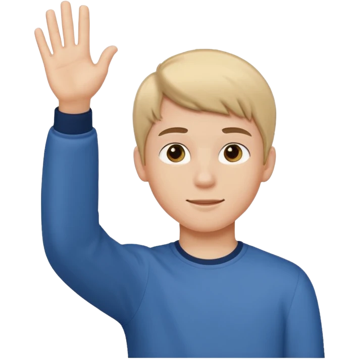 teenage boy side view waving emoji